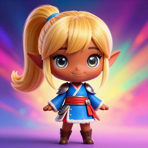 Vibrant Dark-Skinned Elf in Armor