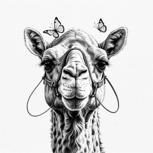 Whimsical Camel with Butterfly Antennae