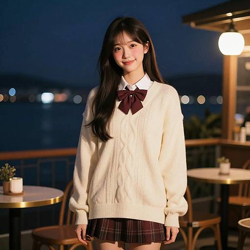 Night Cafe Date Cute Girl Portrait