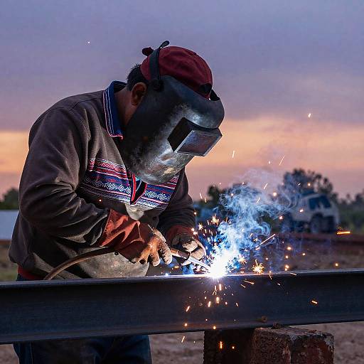 Mexican Welder at Dusk Sparks