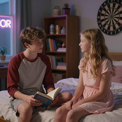 Teenagers Reading in Bedroom