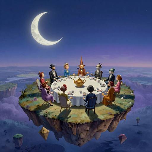 Surreal Celestial Tea Party Dreamscape