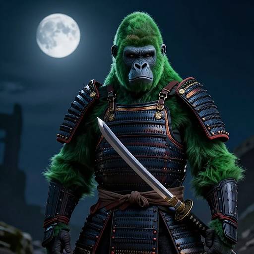 Green-Haired Gorilla Ronin Samurai
