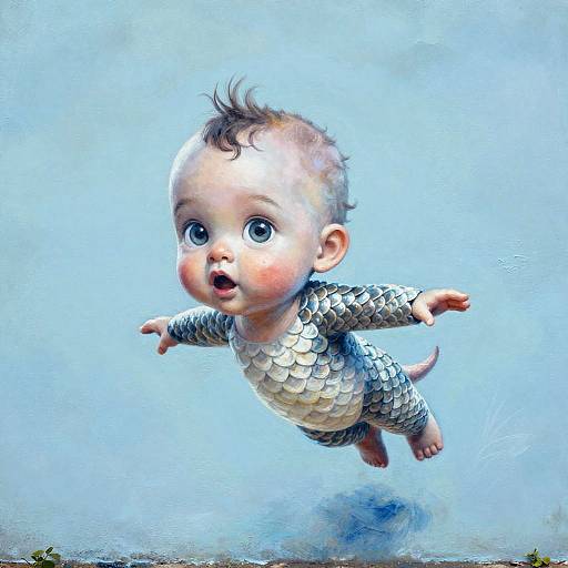 Flying Baby Monster Graffiti Art