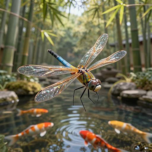 Dragonfly's View of Serene Zen Garden