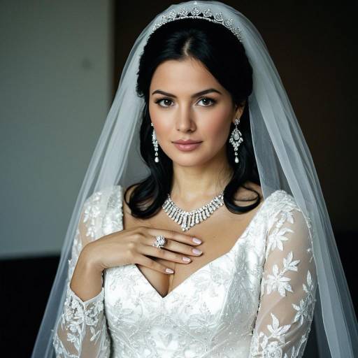Elegant Bride in Lace Wedding Gown
