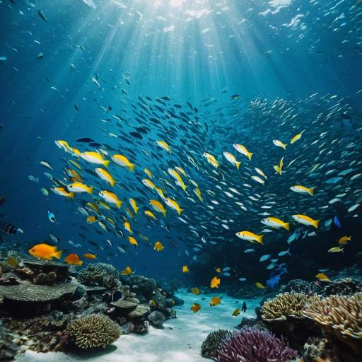 Vibrant School of Tropical Fish Underwater