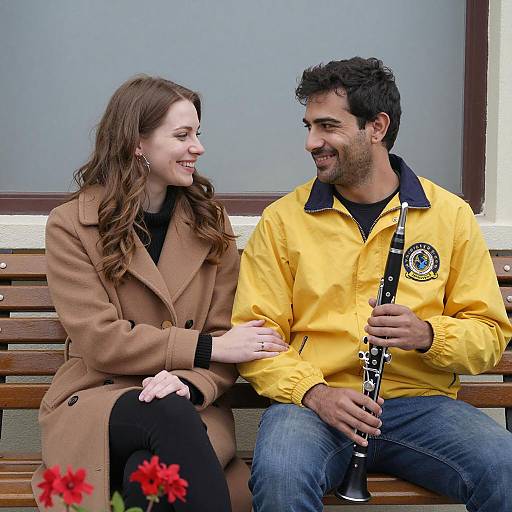 Couple on Bench with Clarinet