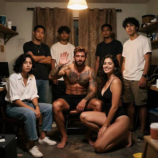 Cozy Gathering in a Dimly Lit Room