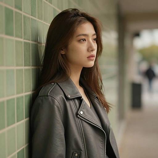 Pensive Young Woman in Urban Setting