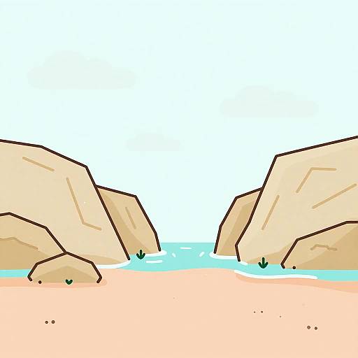 Minimalist Calm Coastal Cliffs Illustration