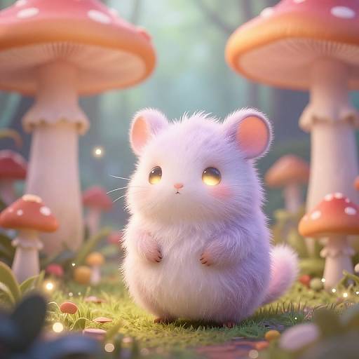 Whimsical Mouselike Creature in Fantasy Forest