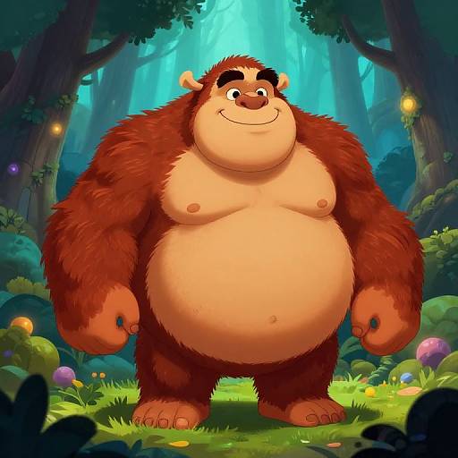 Cheerful Fat Ogre in Mystical Forest