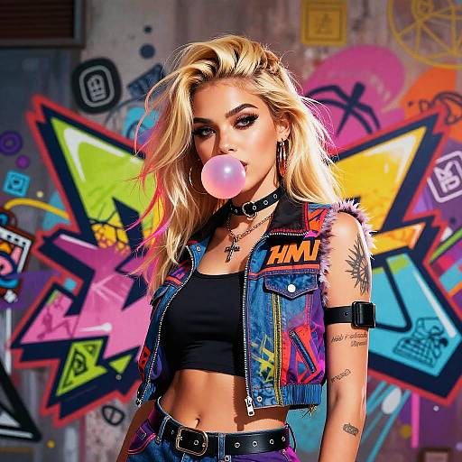 Vibrant Urban Female Graffiti Art