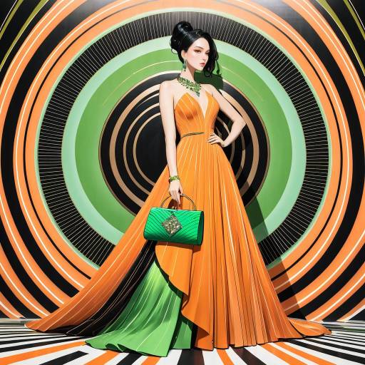 Chic Woman in Glamorous Orange Dress Chic Woman in Glamorous Orange Dress