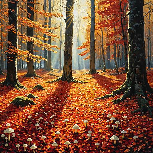 Ethereal Autumn Forest Glade in Oil