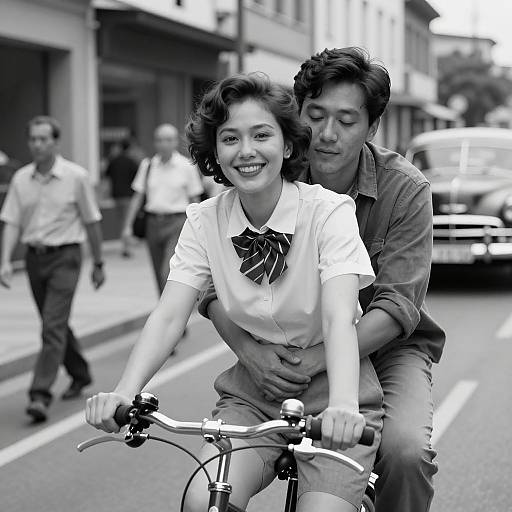 Joyful Bicycle Ride in City Street