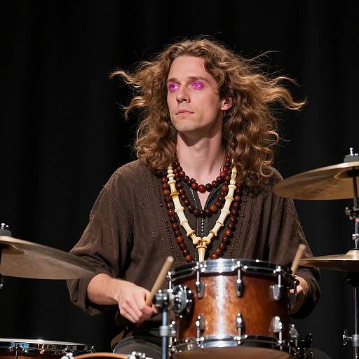 Elegant Drummer in Atmospheric Lighting