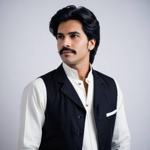 Man Wearing Traditional Kurta and Waistcoat