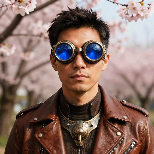 Steampunk Portrait with Glowing Goggles