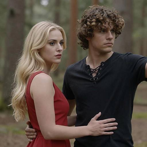 Couple in Forest Embracing