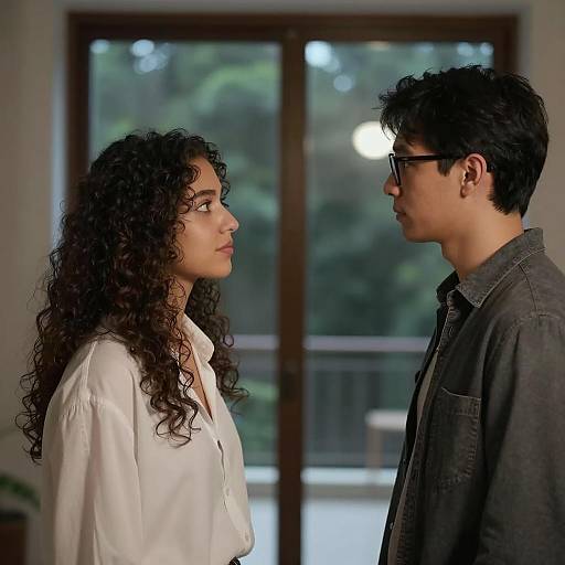 Young Couple Facing Each Other Indoors