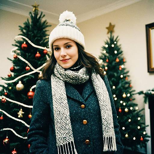 Woman by Christmas Tree