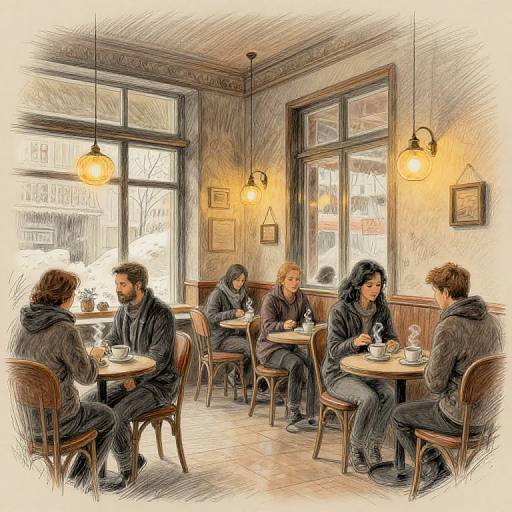 Cozy Winter Café Interior Sketch