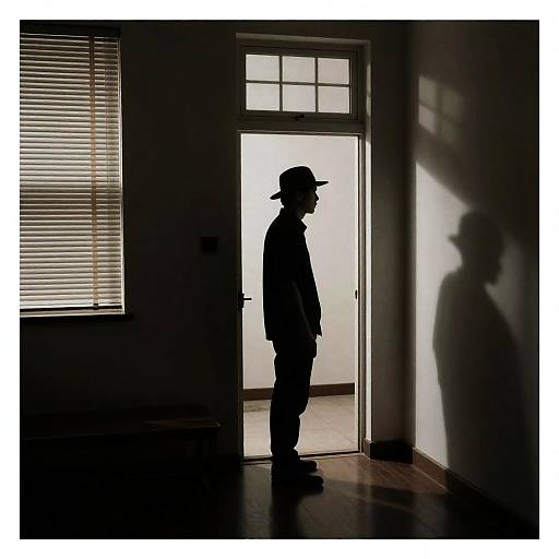 Mysterious Silhouette in Dimly Lit Room