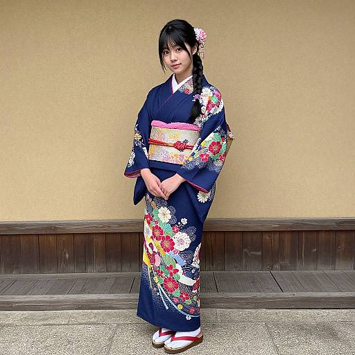 Realistic Japanese Kimono Woman Portrait