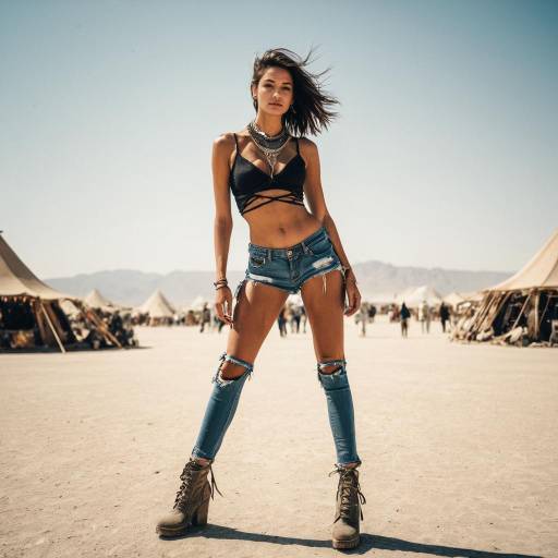 Fashion Model in Desert Festival Outfit
