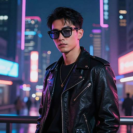 Cyberpunk Character with Neon Glasses