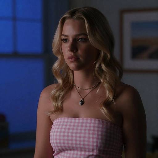 Blonde Woman in Gingham Top Portrait