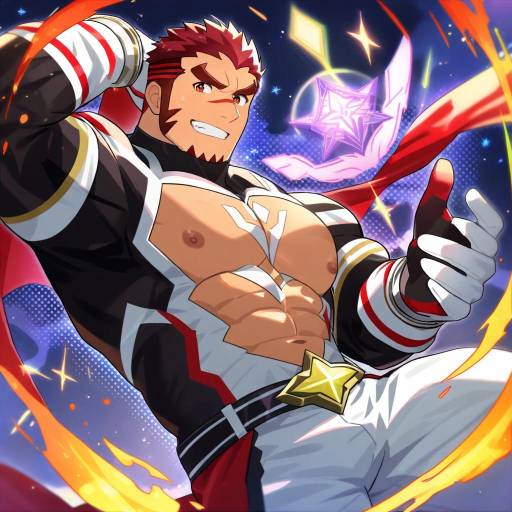 Illustration of Akashi (live a hero), live a hero in the style of Hsin