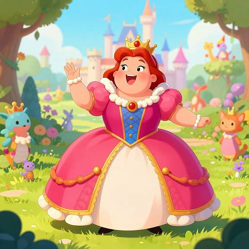 Whimsical Fat Princess in Fantasy Garden