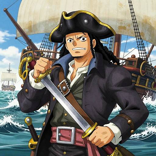 Charismatic Pirate Captain in Storm
