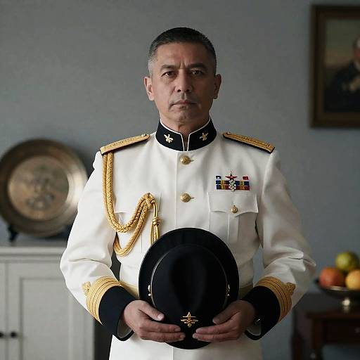 Serious Man in Military Uniform Portrait