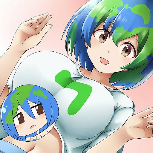 Illustration of Earth-chan, original in the style of Kamelie