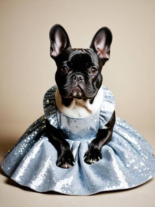 French Bulldog in Sparkly Dress
