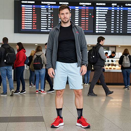 Man in Casual Airport Attire