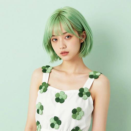 Pastel Green Aesthetic Portrait of Woman