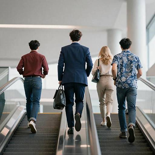 Dynamic Airport Escalator Scene with People