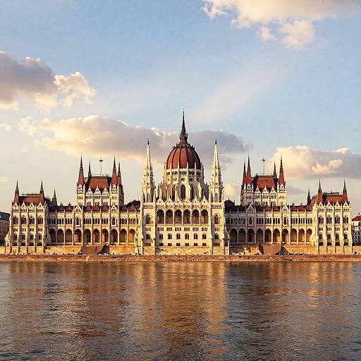 Budapest Skyline Sunset Watercolor