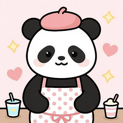 Cute Panda Barista Illustration