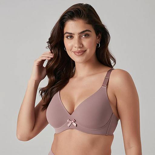 Confident Woman in Mauve Underwire Bra