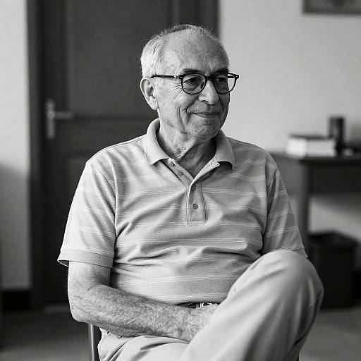 Black and White Portrait of Older Man Smiling