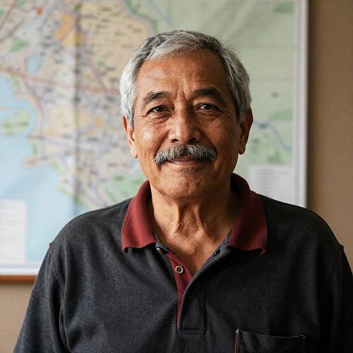 Smiling Middle-Aged Man with Map Background