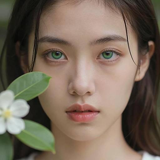 Intense Close-Up of a Young Woman