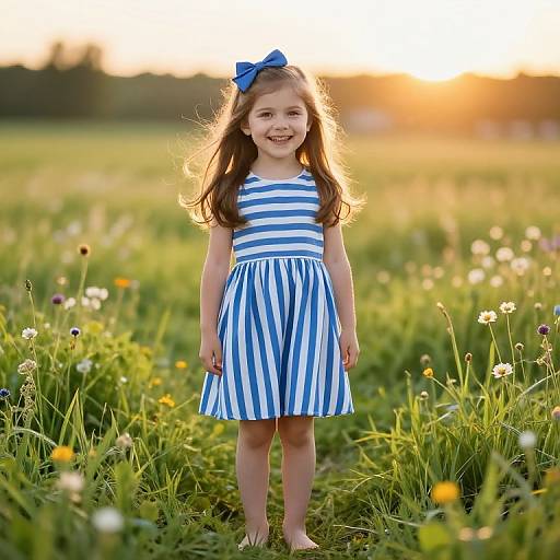 Joyful Girl in Sunlit Meadow