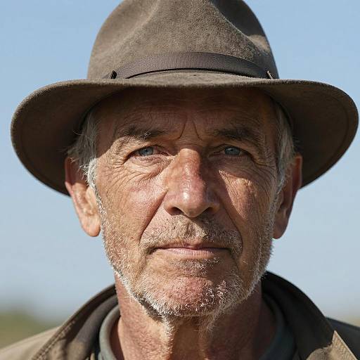 Portrait of Older Man with Brown Hat
